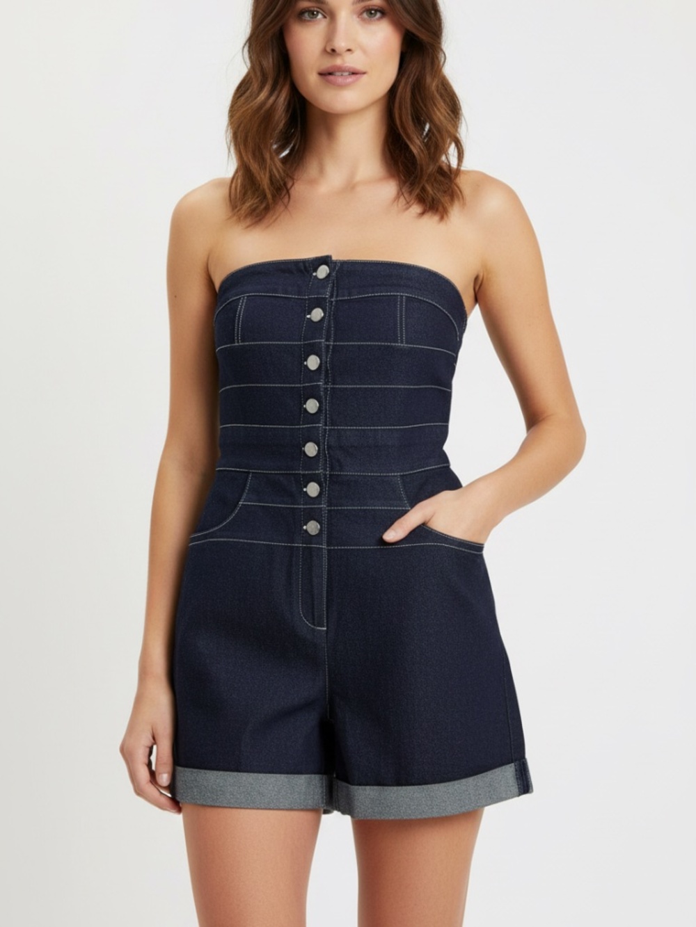 NEW EXPRESS Jean corset  Fashion Star Daniel Silverstein women’s denim romper  4